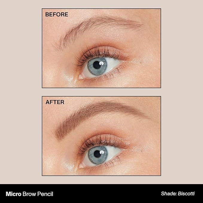 Morphe Micro Dual Eyebrow Pencil - Dual-Ended Brow Pencil Featuring a Retractable, Ultra-Precise, Pointed Tip - Richly Pigmented, Smooth-Gliding, Long-Lasting Wax Formula - Biscotti (0.003 oz)