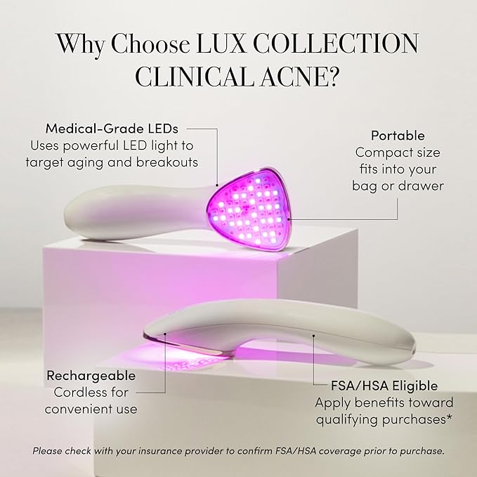 reVive Light Therapy Lux Collection Clinical Device for Aging and Acne, Red, Infrared & Blue Light Therapy Products for Wrinkles, Fine Lines, and Breakouts, Triangular Head, At-Home Acne Tools