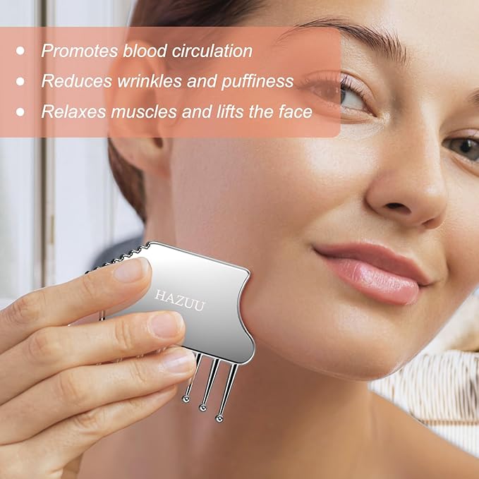 Portable Stainless Steel Scalp Massager - Guasha Scraping Tool for Head, Neck, Shoulders, Legs & Arms - Ideal for Soothing Relief (Comb Shape)
