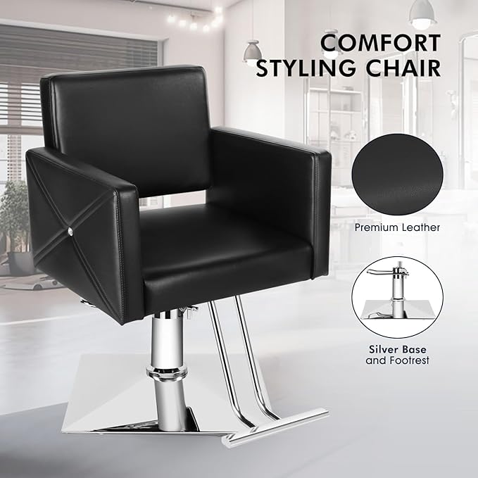 Artist Hand Salon Chair for Hair Stylist, Stylist Chair with Heavy Duty Hydraulic Pump, 360 Degrees Rolling Swivel Spa Beauty Equipment for Hair Stylist Women Man, Max Load Weight 330 Lbs