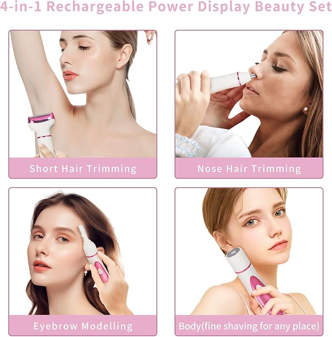 Electric Razors LED Display for Women Men, 2025 Wet/Dry Lady Shaver,4 in 1 Cordless Hair Remover with IPX7 Waterproof,Smooth & Silky Portable Bikini Electric Grooming Set (Multicolor)