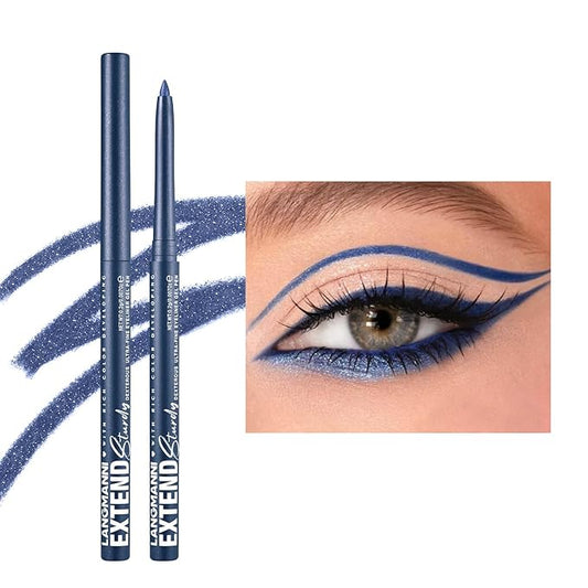 Blue Pencil Eyeliner Waterproof blue Eyeliner Pencil Retractable Blue Gel eyeliner Long Lasting Smudge-proof Hypoallergenic #08