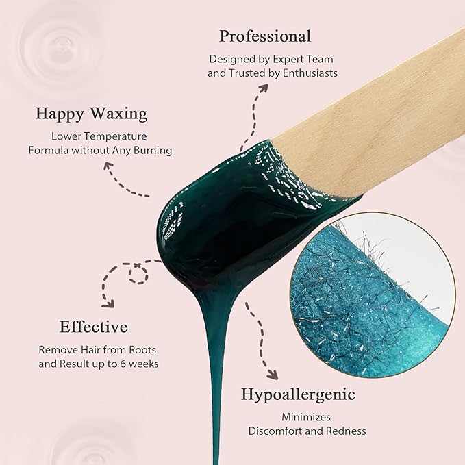 Wax Beads for Hair Removal, 2.2lb/1000g Hard Waxing Beans for Full Body, Brazilian, Bikini, Face, Eyebrows, Home Wax Refill for Women & Men, Pack of 10 with Pre & Post Oil