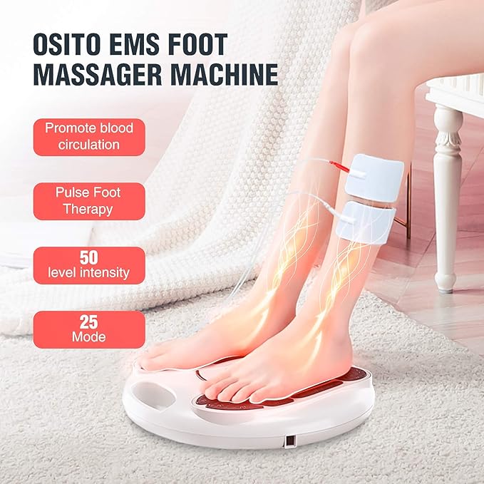 OSITO EMS Foot Massager for Neuropathy, FSA HSA Approved Products, Foot Circulation Stimulator, FSA Massager for Circulation and Pain Relief, 25 Modes 99 Intensities, Ideal for Women/Men