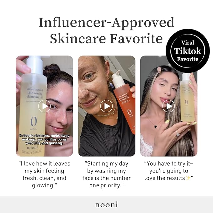 NOONI Facial Cleanser - Snow Aqua 0 LHA Toning Cleansing Oil *2ea | Makeup Blackhead Remover, Pore Control, Glass Skin, Help Control Sebum, Revitalizing, Mother's Day, 6.76 Fl Oz x 2
