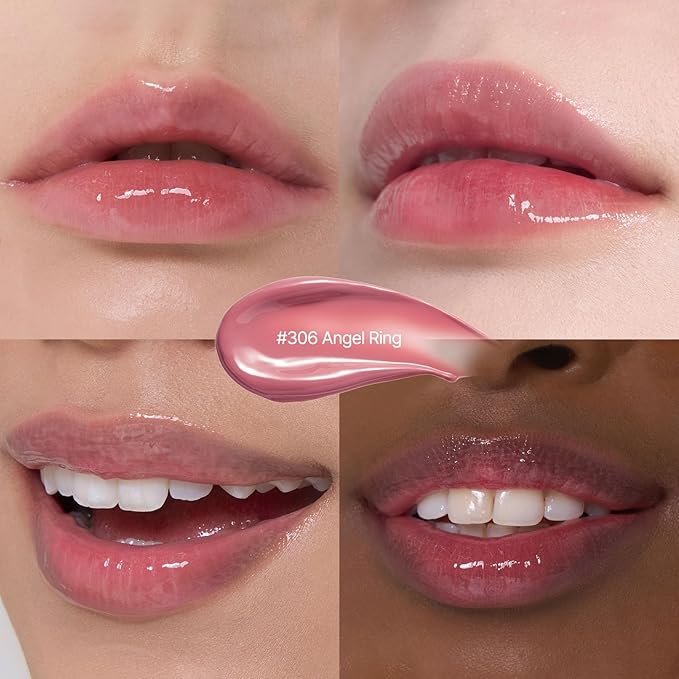 Laka Jelling Nude Gloss, 4.5g/0.15oz, Sheer Hydrating Lip Oil with No Stain, Non-Sticky, Nourishing Gloss for a Fresh, Glowy Look, Vegan, Clean Beauty Makeup, K-Beauty (#306 Angel Ring)