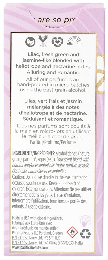 Pacifica French Lilac Spray Perfume – Clean Vegan Floral Fragrance for Women, Fresh-Cut Lilac & Powdery Magnolia Notes, Long-Lasting Romantic Spring Scent, 1 oz