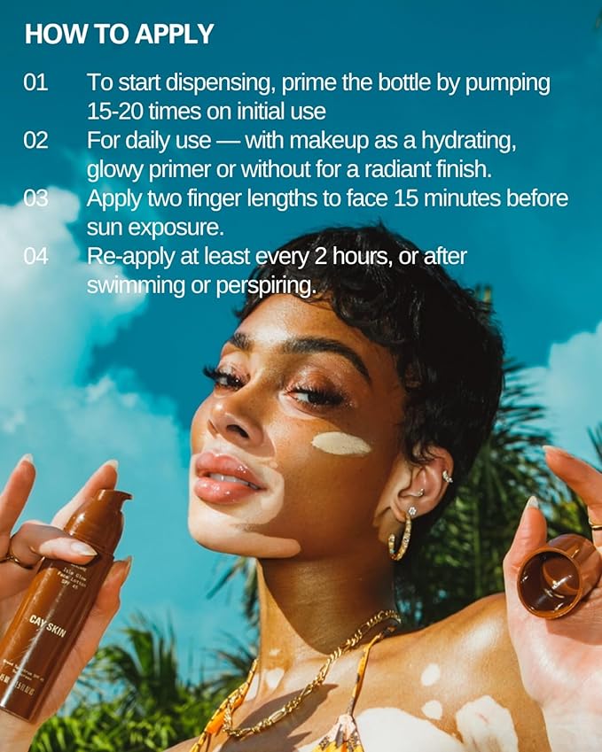 Cay Skin Isle Glow Face Moisturizer SPF 45 – Illuminating Moisturizer, Broad Spectrum Sunscreen + Makeup Primer – Lightweight, Pearlescent Formula with Radiant Finish for All Skin Types – 2-Pk, 1.5 oz