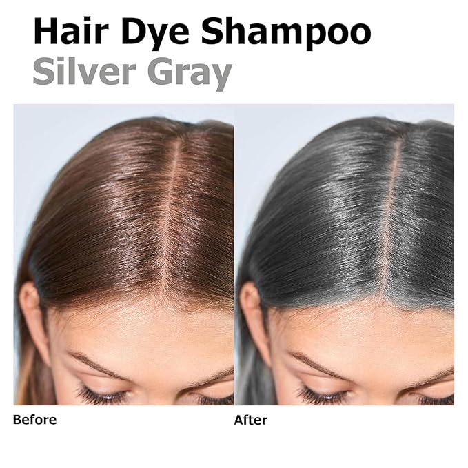 Silver Gray Hair Dye Shampoo 3 in 1, Long-lasting & Natual Hair Color Shampoo Lasting for 4 Weeks, Herbal Ingredients Natural Shampoo Hair Dye Effect in Minutes, Christmas Gifts for Men Women 500ml