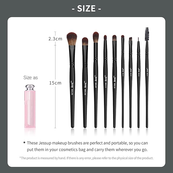 Jessup Eye Brushes Set, Vegan Makeup Brushes with Concealer Powder Eyeshadow Blending Eyeliner Spoolie Brush, 16pcs Premium Synthetic Black Cosmetic Brush T272