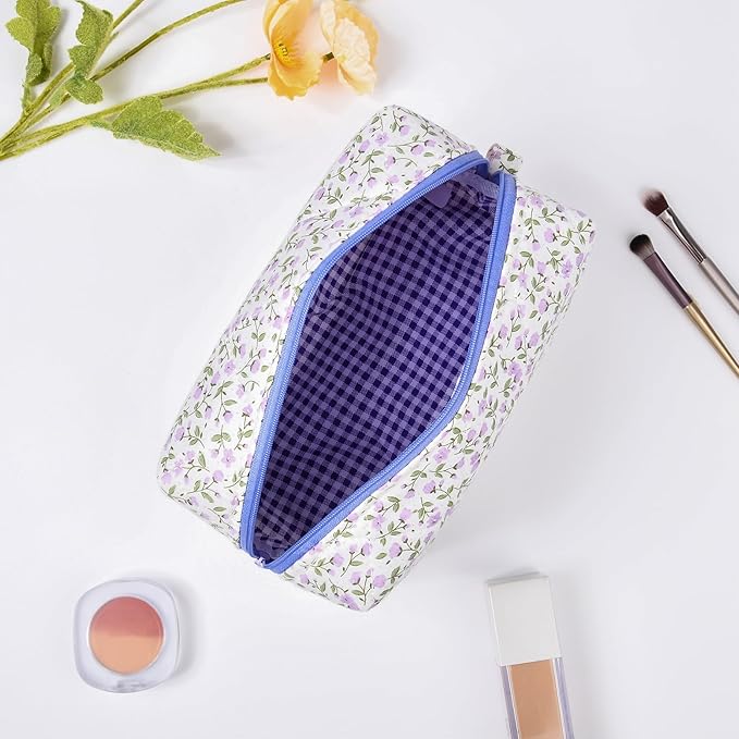 Soidram floral makeup bag quilted