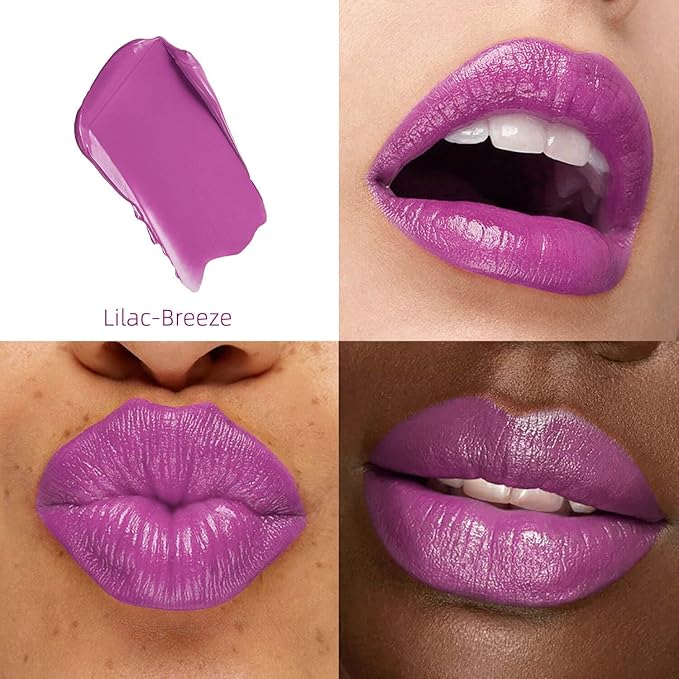 Purple Moisturizing Lipstick – Hydrating Long-Lasting Cream Lip Balm for Dry Lips, Soft Lilac Glossy Tint, Waterproof, All-Day Wear (Lilac Breeze)