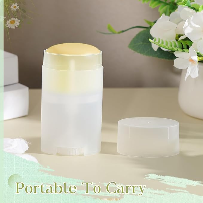 30 Pack 30ml/1oz Empty Deodorant Containers, Bottom Filling, Transparent Plastic Oval Refillable Deodorant Containers Twist up Oval Lip Balm Tube for DIY Deodorants Lipstick Crayon Lotion