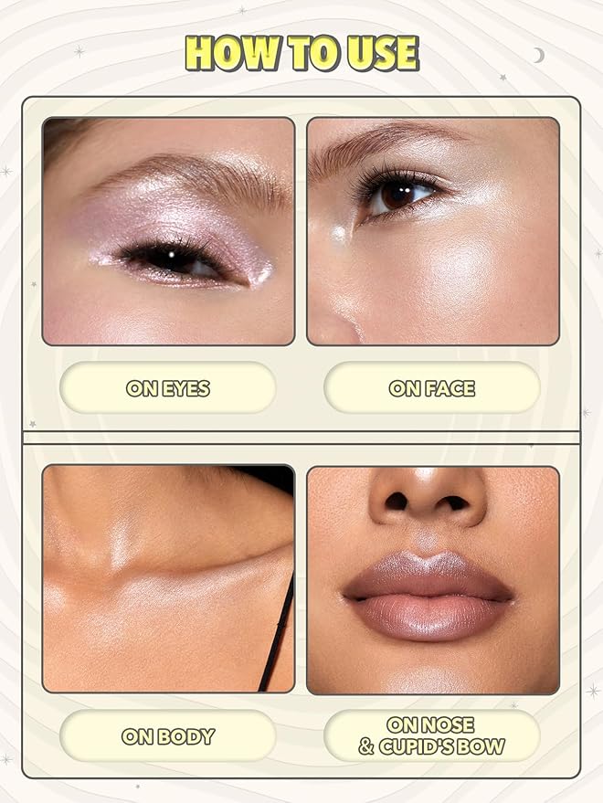 SHEGLAM Lunar Glow Highlighter Face Highlighter Multichrome Glitter Shimmer Highlighter Makeup Eye Face Body Highlighter Illuminator, Silky Creamy Eyeshadow-Tea Cake