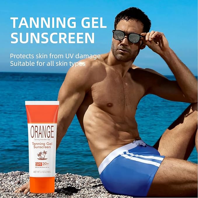 Sun Tanning Gel with SPF 30 Sunscreen, Hydrating & Moisturizing Formula Sunscreen, Travel Size Fast-Absorbing Tan Accelerator Sunscreens, Gentle Sun Protection for All Skin Types