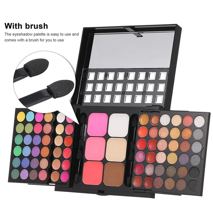 Pro Makeup Gift Set All in One Makeup Kit Cosmetic Contouring Kit 78 Colors Eyeshadow Palette with Face Blush, Lipgloss, Concealer and Eyeshadow Brushes- Ideal Holiday Gift Set