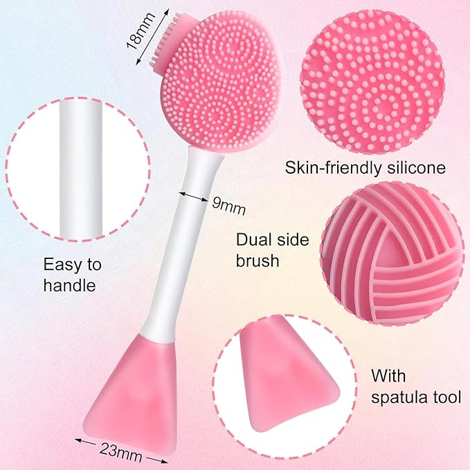 2pcs Silicone Face Scrubber Round Pads Face Mask Brush Exfoliating Lip Cleansing Facial Cleansing/Wash Brush Exfoliator Blackhead Skin Care Tool Makeup Removes Dead & Dry Skin for Women Men