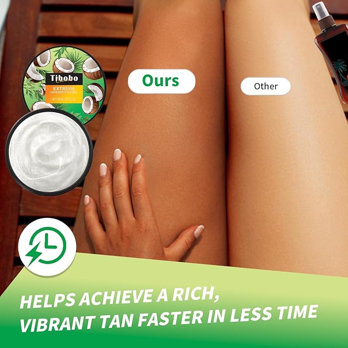 Intensive Tanning Gel, Browning Tan Accelerator Cream, Outdoor Indoor Sun Tanning Oil Lotion with Carrot, Fast Deep Bronzer & Long-Lasting Glow, 3.5 Fl Oz, Tropical Coconut Scent