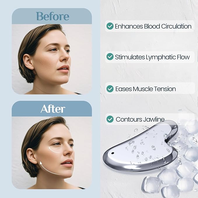 Rena Chris Terahertz Gua Sha Facial Tools, Large Guasha Tool for Puffiness Reducing, Jawline Sculpting – Stone Gua Sha for Double Chin, Smile Lines, Facial Puffiness & Pain Relief, Skin Care Massager