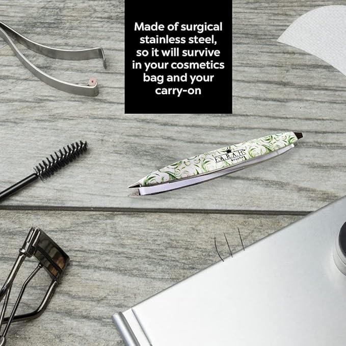 F.A.R.A.H. Z-Tweeze Professional Sabza Stainless Steel Dual Ended Precision Tweezers with Slanted and Pointed Tips