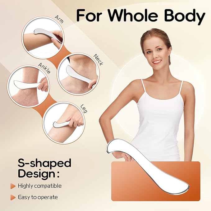 3 in 1 Stainless Steel Muscle Scraper Tools Set, Gua Sha Scraping Massage Tools for Physical Therapy, IASTM Tools Soft Tissue Massage Tool, Guasha Tool for Body