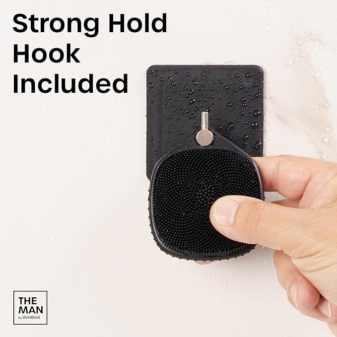 The Man Face Scrubber & Hook - Silicone Face Scrubber for Men, Gentle Exfoliating Face Massager, Flex Face Brush for Men, Removes Dead & Dry Skin, Skin Care Scrub, Shower Facial Cleansing Brush (1Set)