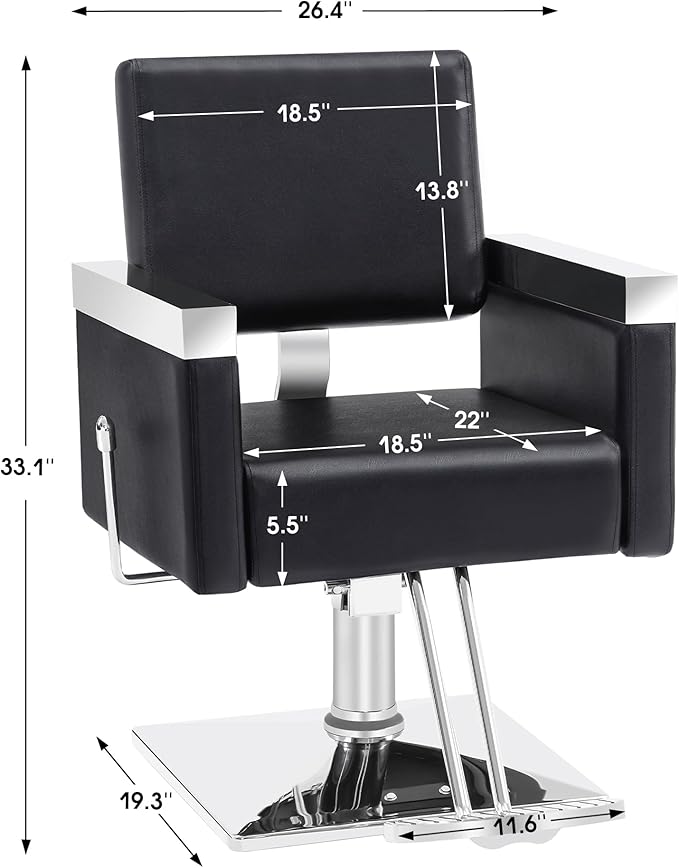 BarberPub Classic Recline Hydraulic Barber Chair Salon Spa Chair Hair Styling Beauty Equipment 3021 (Black)