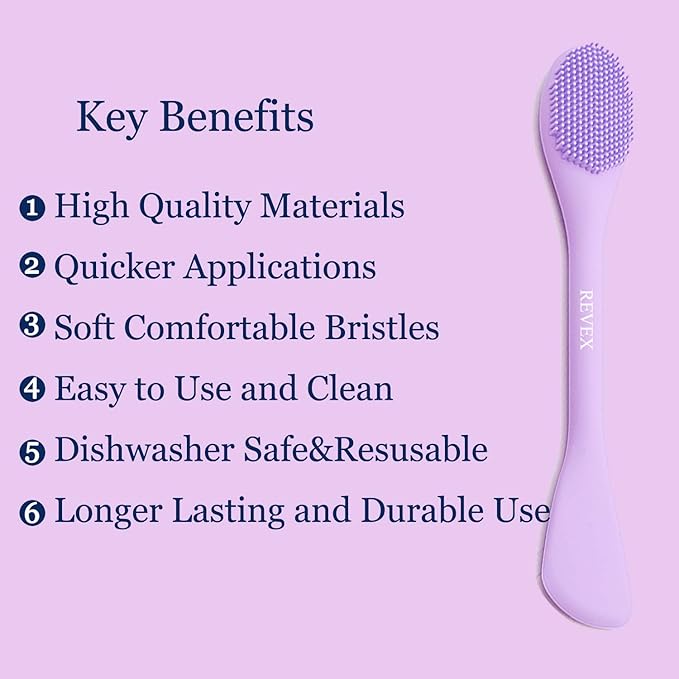 REVEX Silicone Face Mask Applicator,Face Scrubber,Lymphatic Drainage Massager,2Pcs Pore Cleaning Brush for Blackhead Remover,Lymphatic Contour Face Brush for Lymphatic Drainage.(PurPle+Gray)
