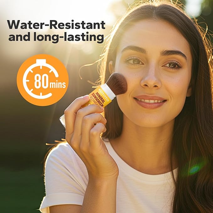 Kototo Powder Sunscreen for Scalp (0.176 oz), Brush On Sunscreen Powder SPF50, Lightweight Breathable Mineral Sun Screen Protector for Face & Scalp, Travel-Friendly, Non-Greasy & Invisible Finish