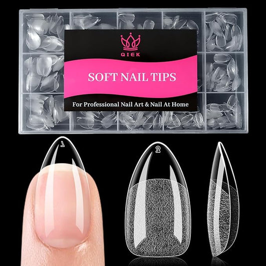 Short Water-drop False Nail Tips, 15 Sizes 510 PCS Clear Soft Press On Fake Nail Pre-shaped Half Matte Full Cover Gel Nail Tips Extensions Strong Long Lasting for DIY Beginners & Salon Manicure