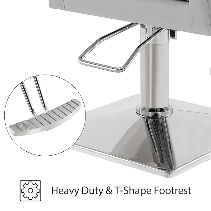 BarberPub Salon Chair for Hair Stylist Hydraulic Barber Styling Chair, Beauty Spa Equipment 8813 (6" Seat Height Adjustment) (Grey)