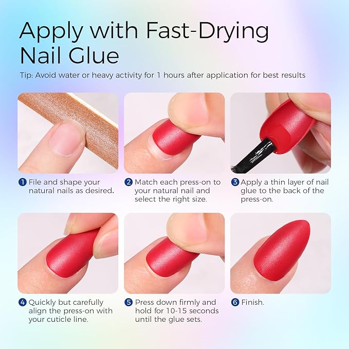 Press on Nails, 24 Colors 720PCS Short Almond False Nails with 15 Sizes, Full Cover Press on Nails for Women, Lightweight Matte Natural Fake Nails for Nail Art Design