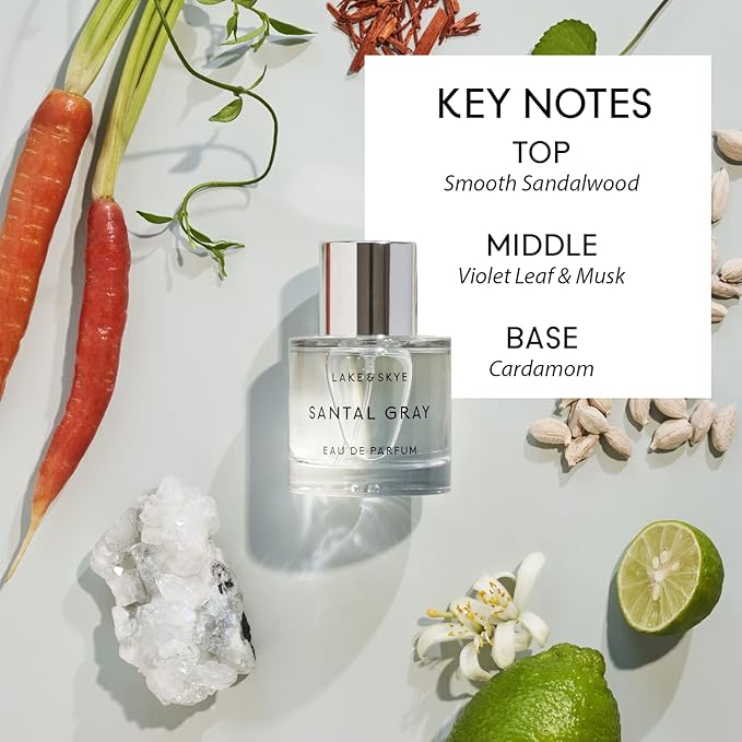 Lake & Skye Santal Gray Eau de Parfum, Long Lasting Fragrance, 1.7 fl oz (50 ml) - Woody Scent