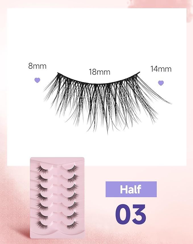 Half Lashes Natural Half Eyelashes Cat Eye Corner Lashes Narutal Look Wispy Lashes False Half Lashes 3/4 Lashes End Lashes Half-03