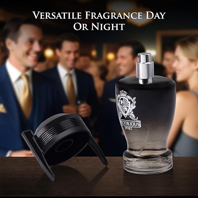 Victorious Sport Eau De Toilette for Men 3.4 fl oz- A Fragrance Built for Champions - Spicy, Sweet & Lemon Warm Base of vanilla, Tonka Bean & Amber Ideal Gift For Special Occasion Elegant