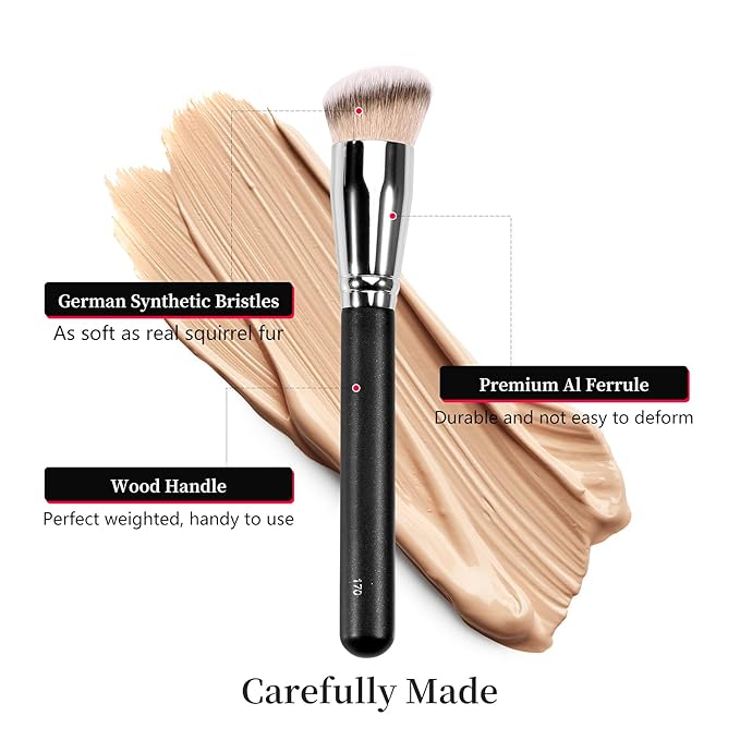 Foundation Brush for Liquid Makeup, Dense Synthetic Angled Kabuki Blending Makeup Brush, for Flawless Liquid, Cream Foundation, Setting Powder, Concealer and Contour (170)
