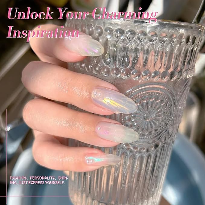 Born Pretty Pearl Gel Nail Polish Aurora Iridescent Glitter Shimmer Mermaid Pearl Gel Polish Drawing Gel Nail Polish Shell Swirl Thread Effect Nail Gel Soak Off Led Summer DIY Gift 6PCS