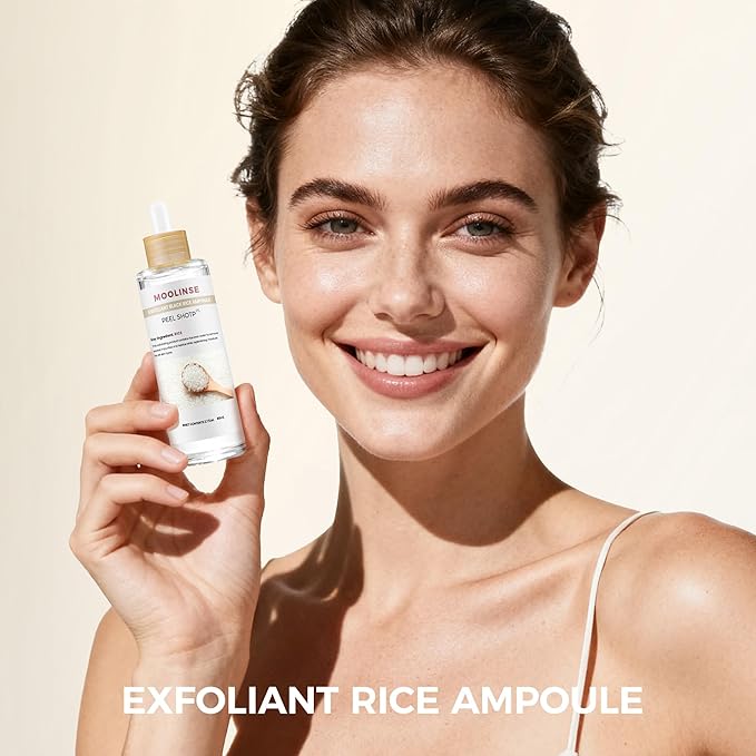 Peel Shot Rice Ampoule Duo, 2PCS Black & White Rice Exfoliant, with Black Rice Extract and White Rice Essence, Gently Exfoliates | Refines the Look of Pores | Deeply Hydrates, for Most Skin Types