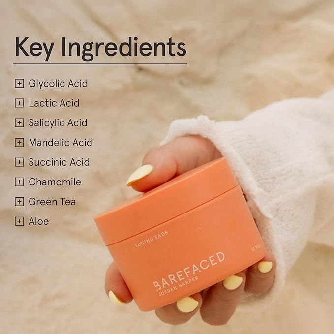 Barefaced Skin Brightening Trio - Toning Pads, Liquid Gold & Overachiever - Improve Skin Texture, Brighten Skin, and