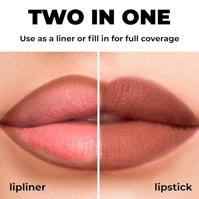 Lamel Matte Gel Lip Liner Pencil | Weightless & CreamyTexture - Sharpenable - Longwear & Waterproof - High Pigmented & Flawless Finish - Cruelty-free & Paraben-Free, 408, 1,7g/0.05oz. (Rose Plum)