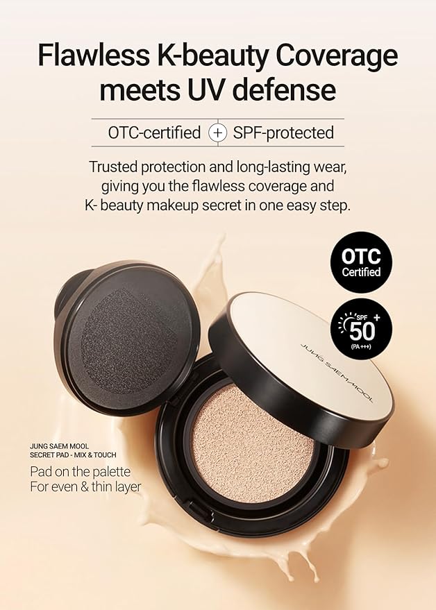 JUNG SAEM MOOL [ SPF ] Essential Skin Nuder Cushion (19 N-Light) | Refill Not Included (0.49 Fl Oz) | SPF50 Broad Spectrum | Natural Finish | Makeup Artist Brand