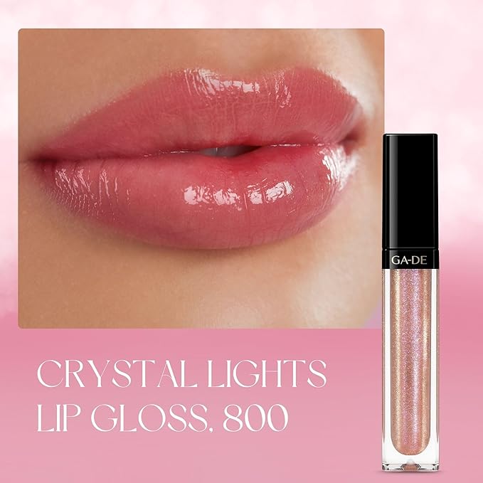 GA-DE Crystal Lights Lip Gloss, 800 - Enriched with Light-Reflecting Crystal Pearls - Smooth Silky, Rich Color - Moisturizes and Adds Shine - 0.2 oz