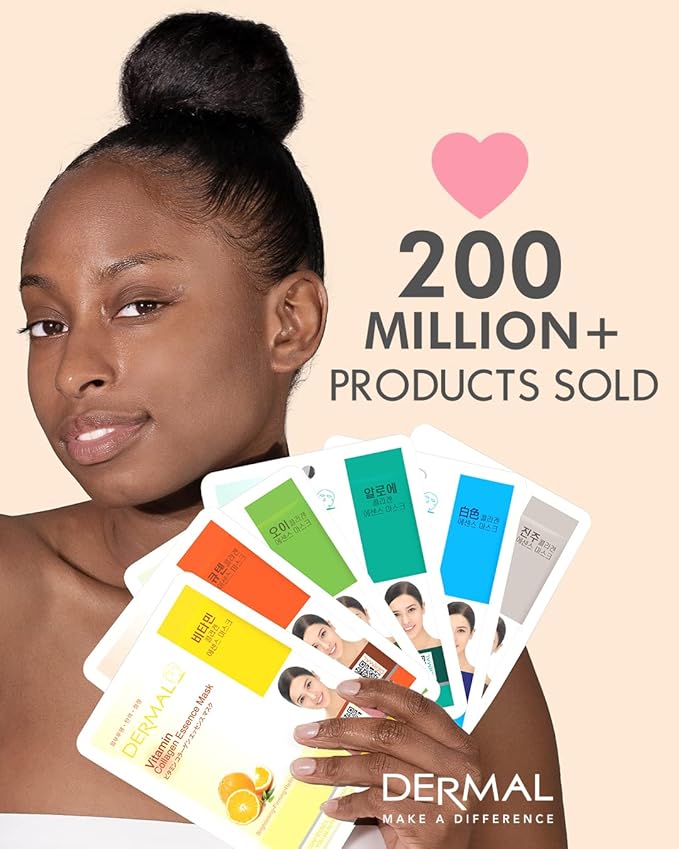 DERMAL 39 Combo Pack Made in Korea Facial Mask – 20+ Years of K-Beauty Experience, Premium Quality Korean Sheet Masks for Daily Skincare Routine