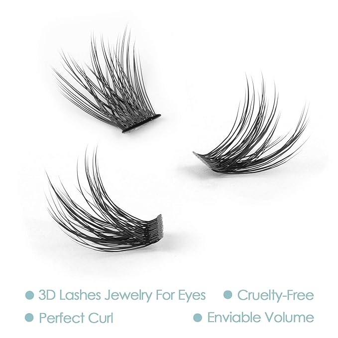 DIY Eyelash Extension, 3D Effect Individual Glue Bonded Lash Clusters Volume Lashes Set, Home Eyelash Extension, Lashes Pack (16MM-Volume)