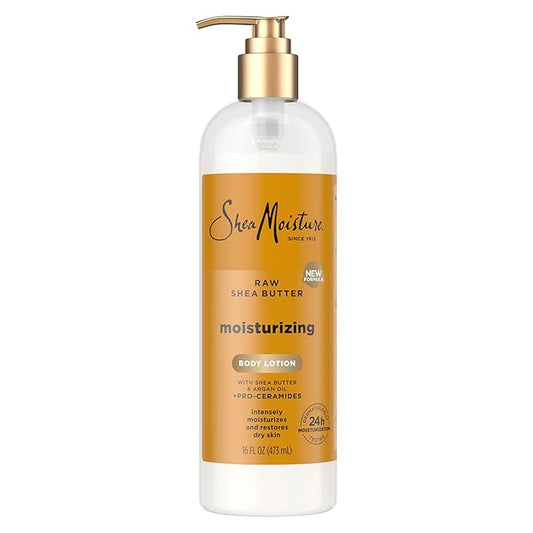 SheaMoisture Moisturizing Body Lotion with Raw Shea Butter, Argan Oil and Pro-Ceramides, Restoring Dry Skin, 24H Moisturizing 16 oz