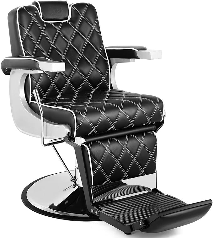 Artist hand All Purpose Barber Chair Wide Backrest Reclining Salon Chair for Hair Stylist Tattoo Chair Makeup Chair for Salon Equipment (Black)