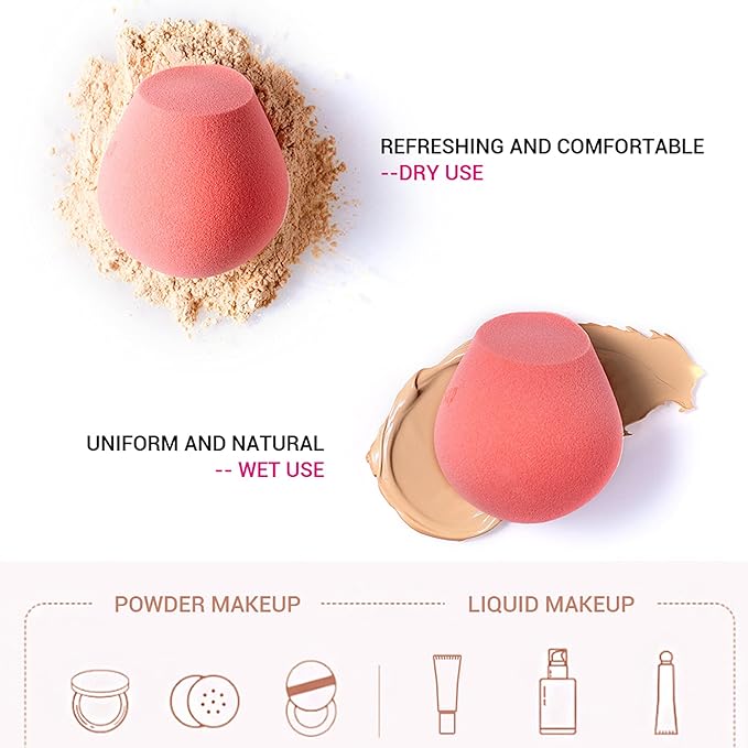 Jessup Makeup Sponge, Soft Latex-free Sponge for Foundation Liquid Creams 1 Pack (Shell Pink), SP002