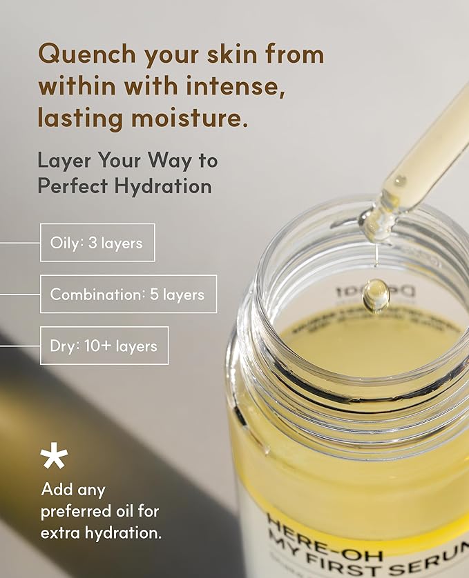 Here-Oh My First Hydrating Serum with Hyaluronic Acid | Facial Serum for Glowing Skin & Skin Barrier Repair | Korean Serum for Dry Skin & Sensitive Skin (1.69 fl oz)