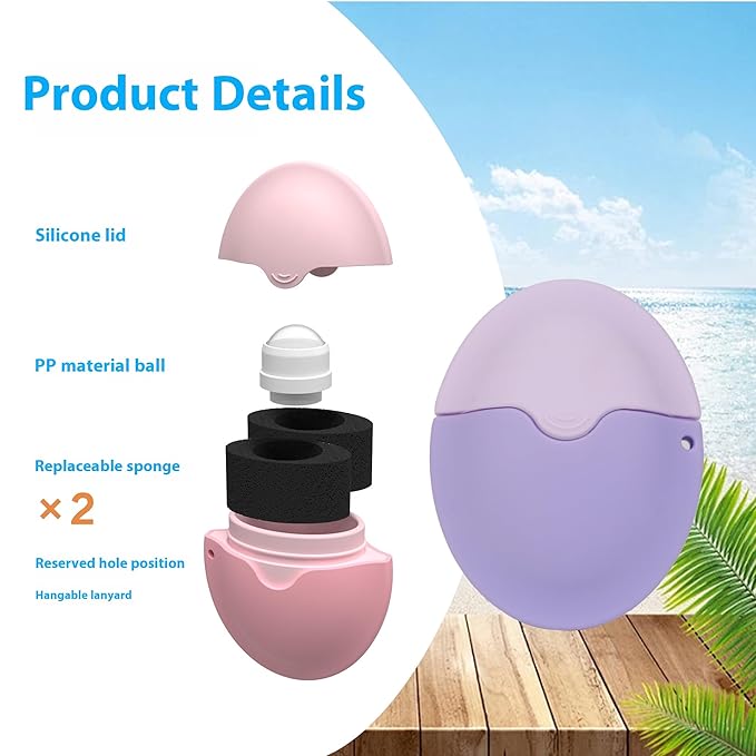 Refillable Roll On Sponge Applicator for Sunscreen, Suncream and Lotions,include replacement sponges For Kids, Adults,Families,Travel Size Holds Friendly (Light Green)