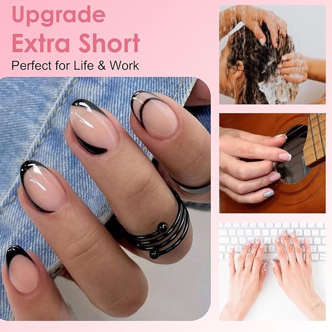 Extra Short Almond Nail Tips, SINOKAME No File Gel Nail Tips with Tip Primer Cover, Almond Clear Gel Press on Fake Nails Short for Nail Extensions,600Pcs 15 Sizes